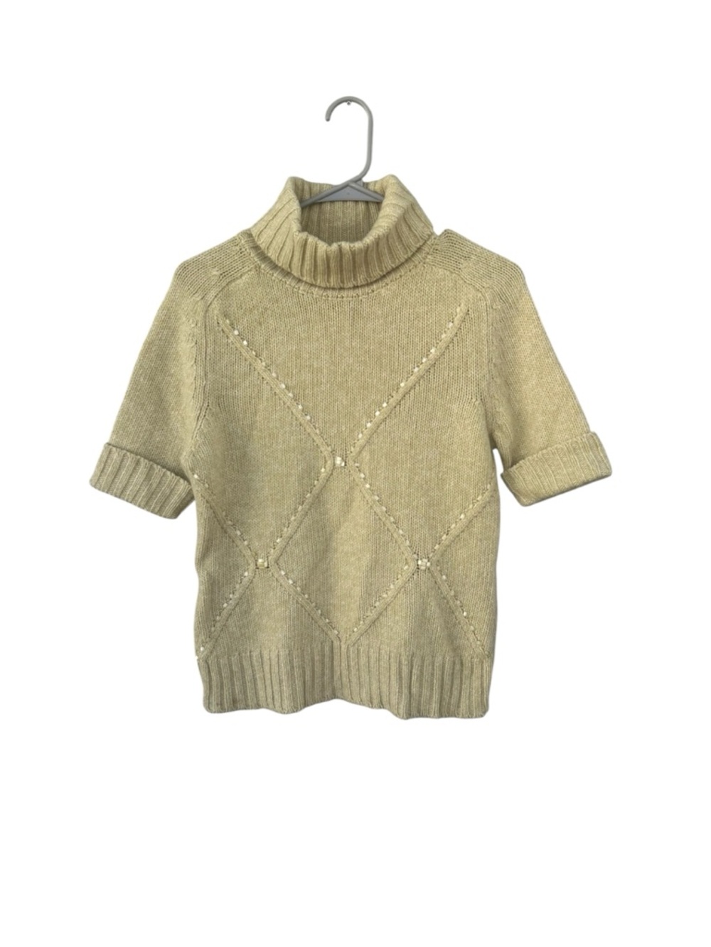 Escada Cashmere Wool Blend Short Sleeve Turtleneck Sweater - Size 36 - Green - Picture 9 of 13